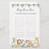 Safari Animals Baby shower Naam Race Game (Voorkant / Achterkant)