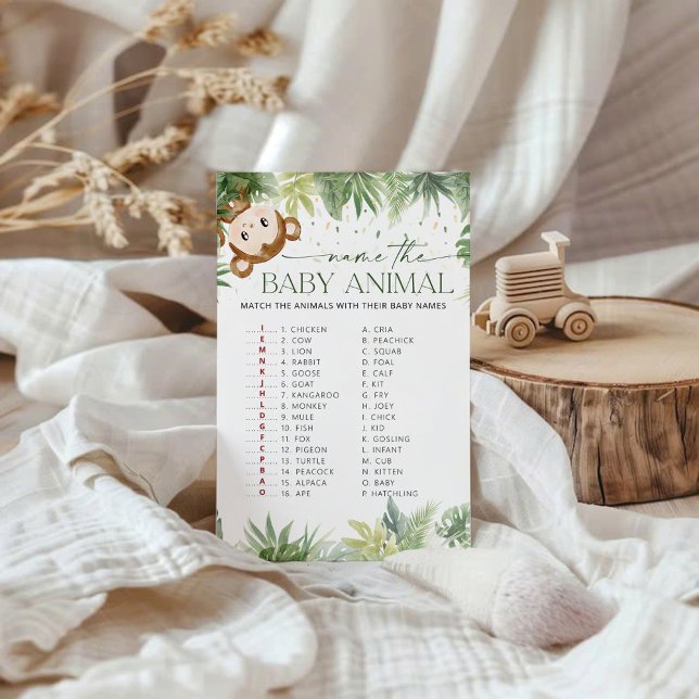 Safari Animals Baby shower Noem het babydier (Creator heeft geüpload)