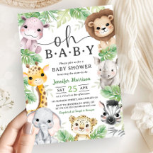 Safari Animals Baby Shower Oh Baby Cute Jungle 