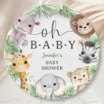 Safari Animals Baby Shower Oh Baby Cute Jungle Papieren Bordje<br><div class="desc">Add a touch of elegance to your Baby Shower with our Safari Animals Baby Shower Paper Plates! Don't settle for the ordinary. Elevate your celebration,  order your today,  and make your event extraordinary!</div>