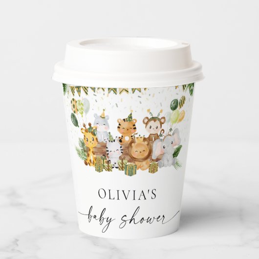 Safari Animals Baby shower Papieren bekers (Voorkant)