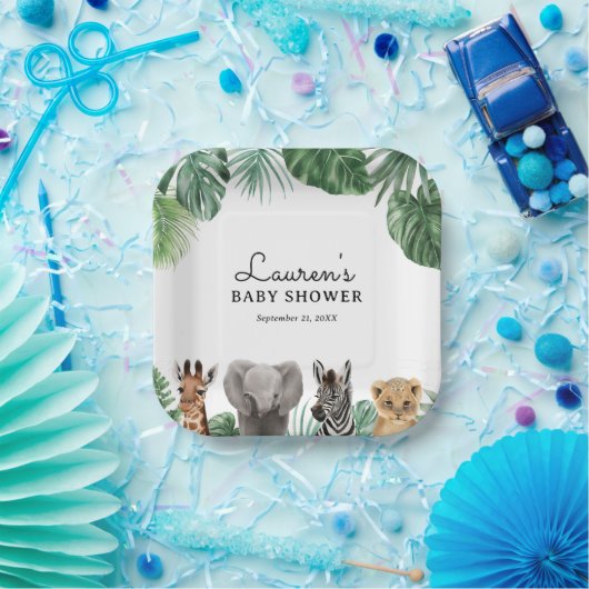 Safari Animals Baby shower Papieren Bordje (Feest)
