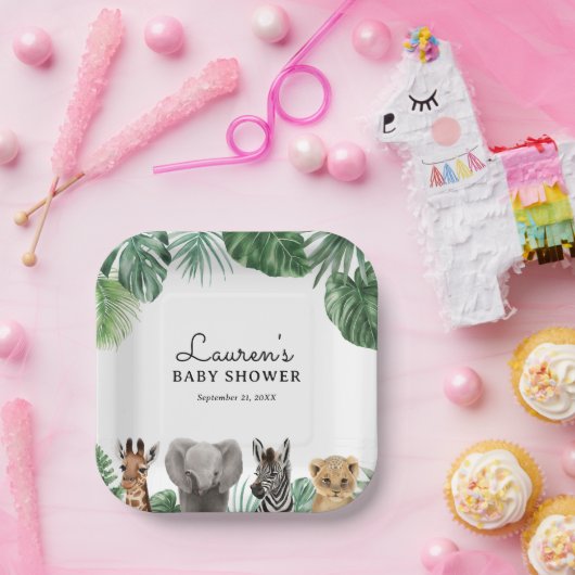 Safari Animals Baby shower Papieren Bordje (Feest)