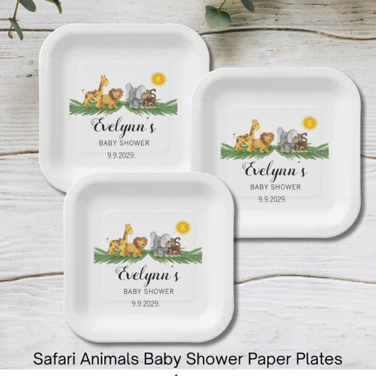 Safari Animals Baby Shower  Papieren Bordje