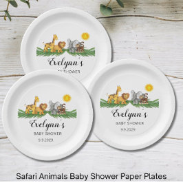 Safari Animals Baby Shower Papieren Bordje