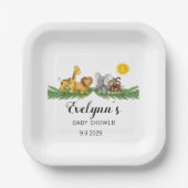 Safari Animals Baby Shower  Papieren Bordje (Voorkant)