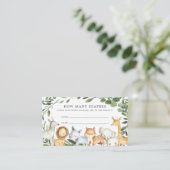 Safari Animals Baby shower raad hoeveel luiers er  Informatiekaartje (Staand voorkant)