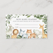 Safari Animals Baby shower raad hoeveel luiers er  Informatiekaartje (Voorkant)