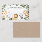 Safari Animals Baby shower raad hoeveel Snoepjes Informatiekaartje (Voorkant / Achterkant)