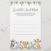 Safari Animals Baby shower raadt de zoete muis (Voorkant)