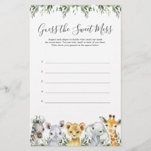 Safari Animals Baby shower raadt de zoete muis