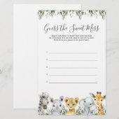 Safari Animals Baby shower raadt de zoete muis (Voorkant / Achterkant)