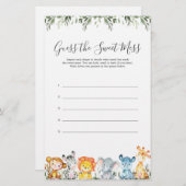 Safari Animals Baby shower raadt de zoete muis (Voorkant / Achterkant)