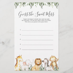 Safari Animals Baby shower raadt de zoete muis
