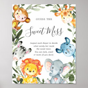 Safari Animals Baby shower raadt de zoete muis Poster