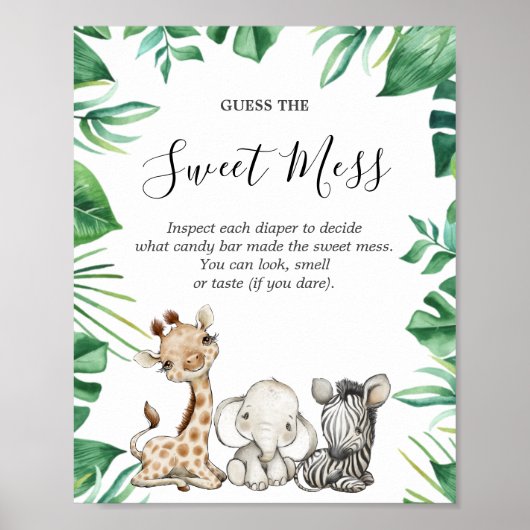 Safari Animals Baby shower raadt de zoete muis Poster (Voorkant)