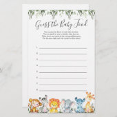 Safari Animals Baby shower raadt het Baby (Voorkant / Achterkant)