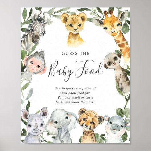 Safari Animals Baby shower raadt het Baby Poster (Voorkant)