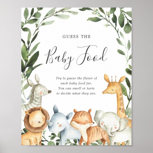 Safari Animals Baby shower raadt het Baby Poster (Voorkant)