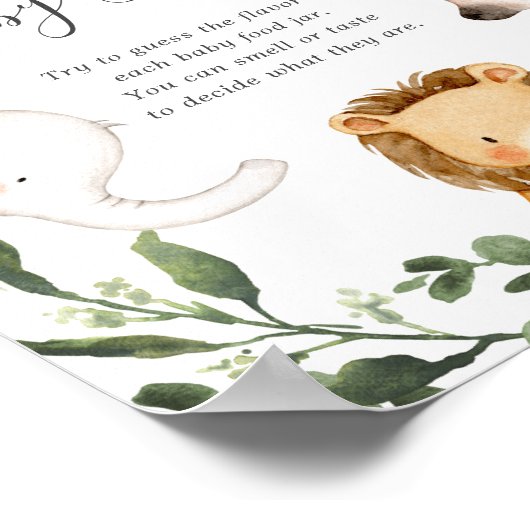 Safari Animals Baby shower raadt het Baby Poster (Hoek)
