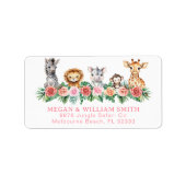 Safari Animals Baby shower Retour Adreslabel Etiket (Voorkant)