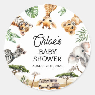 Safari Animals Baby shower Ronde Sticker