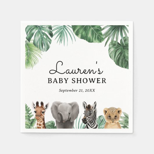 Safari Animals Baby shower Servet (Voorkant)