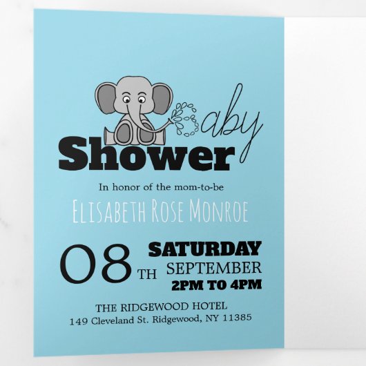 Safari Animals, Baby shower Suite Drieluik Uitnodiging (Binnenzijde eerst)