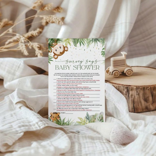 Safari Animals Baby shower Survey zegt Kaart van h (Creator heeft geüpload)