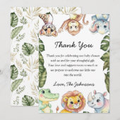 Safari Animals Baby Shower Thank You Card (Voorkant / Achterkant)
