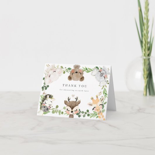 Safari Animals Baby Shower Thank You Card Bedankkaart (Voorkant)