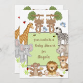 Safari Animals Baby shower Uitnodiging (Voorkant / Achterkant)