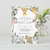 Safari Animals Baby shower Uitnodiging (Staand voorkant)