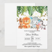 Safari Animals Baby shower Uitnodiging (Voorkant / Achterkant)