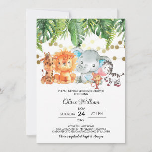 Safari Animals Baby shower Uitnodiging
