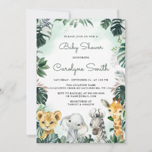 Safari Animals Baby shower Uitnodiging