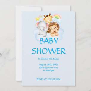 SAFARI ANIMALS BABY SHOWER UITNODIGING