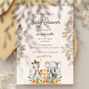 Safari Animals Baby shower Uitnodiging