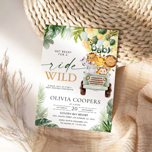 Safari Animals Baby shower Uitnodiging