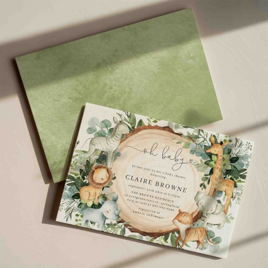 Safari Animals Baby shower Uitnodiging