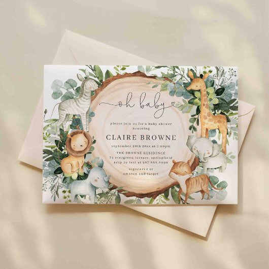Safari Animals Baby shower Uitnodiging