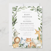 Safari Animals Baby shower Uitnodiging (Voorkant)
