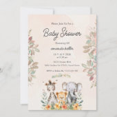 Safari Animals Baby shower Uitnodiging (Voorkant)