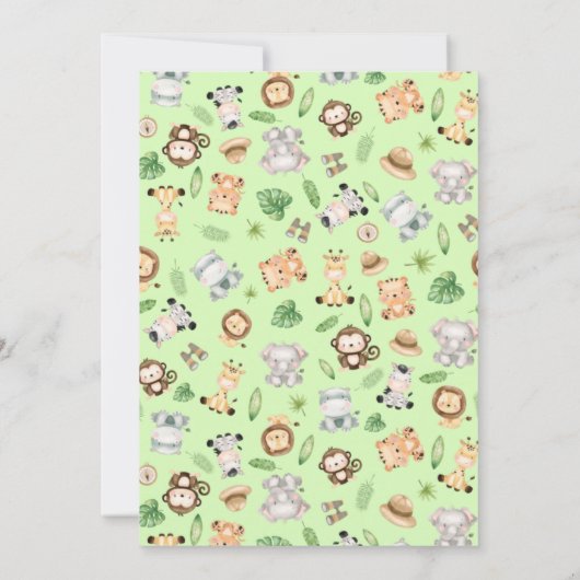 Safari Animals Baby shower Uitnodiging (Achterkant)