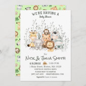Safari Animals Baby shower Uitnodiging (Voorkant / Achterkant)