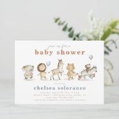 Safari Animals Baby shower Uitnodiging | Dieren (Staand voorkant)