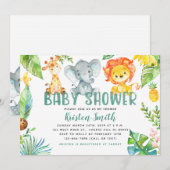 Safari Animals Baby Shower-uitnodigingen Kaart (Voorkant / Achterkant)