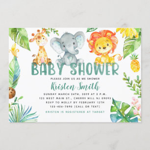Safari Animals Baby Shower-uitnodigingen Kaart