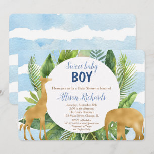 Safari Animals baby shower uitnodigingsjongen Kaart