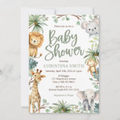 Safari Animals Baby Shower-uitvindingen Kaart (Voorkant)